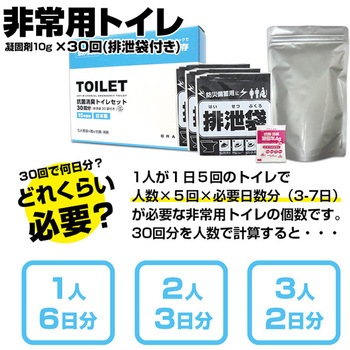 抗菌消臭トイレセット 30回分 非常用・防災【15年保存】 ブレイン