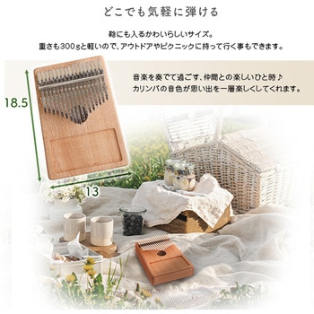 指で弾くピアノ カリンバ初心者セット ハンドメイドタイプ 17キー 穴有 ホームテイスト