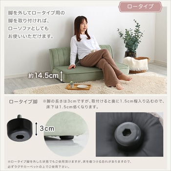 大人かわいいインテリア ベロア調の脚付きローソファ 【Chammy -チャミー-】 ホームテイスト