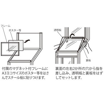 アルモード メニュースタンド パンフレットラック付2359 A3ヨコ アクリル仕様 A4三ツ折×3列 ベルク