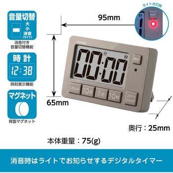 音量切替消音機能付タイマー ヒカルン MAG(ノア精密)
