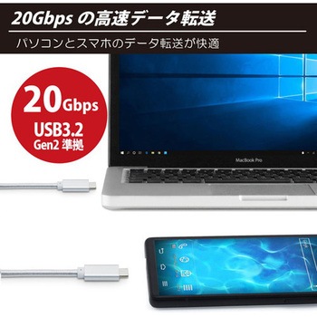 USB3.2 Gen2 TYPE-C to TYPE-Cケーブル 1m SLIVER JTT