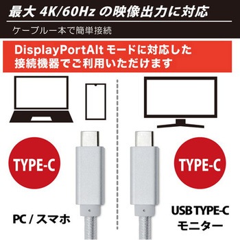 USB3.2 Gen2 TYPE-C to TYPE-Cケーブル 1m SLIVER JTT