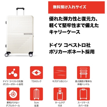 GENESIS(ジェネシス) スーツケース 76cm 無料預入/105L/5cm拡張/TSAロック/スーツケースカバー・ネームタグ付/バニラホワイト SWISS MILITARY