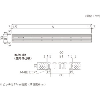 セーフティグレーチングノンスリップタイプ樹脂製(ソフトタイプ) スリットタイプ 吹出口枠(皿モミ仕様) シマブン