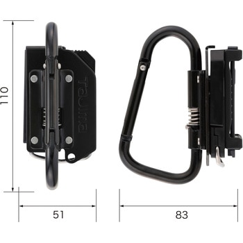 着脱式工具ホルダースチール カラビナ大 折りたたみ タジマツール(TJMデザイン)