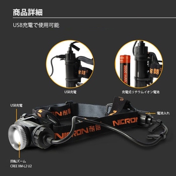 高輝度フォーカスLEDヘッドライト 充電式 Nicron(ニクロン)