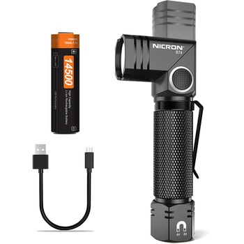 首振りポケットLEDライト 充電池乾電池兼用 Nicron(ニクロン)