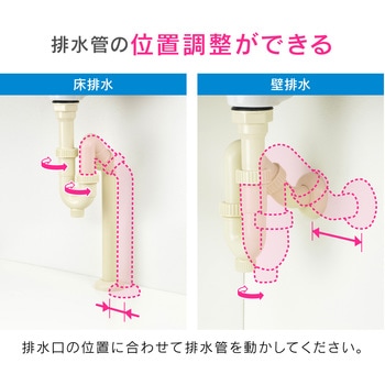 ガオナ 床・壁兼用排水金具 (洗面・手洗器用 オーバーフロー付き 樹脂製) GAONA(ガオナ)