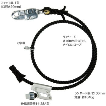 WP-200FCS-BK ワークポジショニング用ロープ 1個 ジェフコム(DENSAN