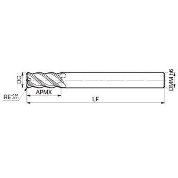 難削材加工用 4枚刃ラジアスエンドミル SSEH4000-R型 (ノンコートタイプ) 住友電工ハードメタル