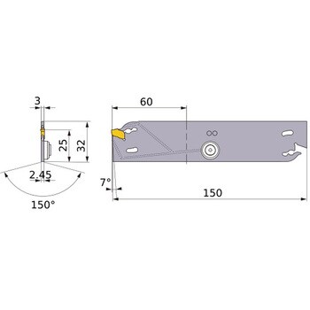 GWB32NA2-F60-C 外径突切り・溝入れ加工用 GWシリーズ 板バイト