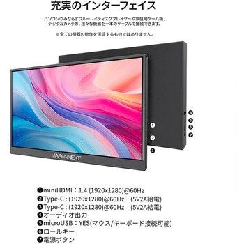 液晶ディスプレイ 10.5型/1920×1280/USB-C×2、HDMI×1/ブラック/スピーカー：有 JAPANNEXT