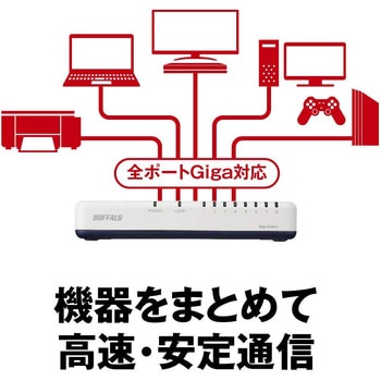 Giga 8ポート スイッチングハブ 電源外付け プラスチック筐体 BUFFALO(バッファロー)