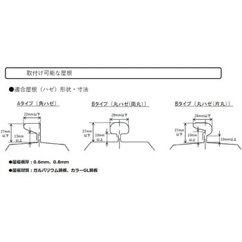 ハゼ式 (角/丸)アルミ直付ソーラー金具 サカタ製作所