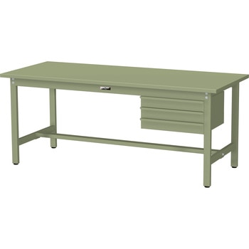 ワークテーブル300シリーズH740固定式(3段(浅型W500mm)キャビネット付き) 山金工業