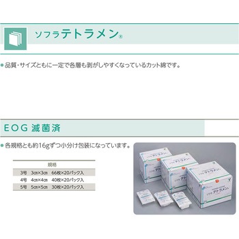 医療脱脂綿 ソフラテトラメン滅菌 ブリスタパック 竹虎