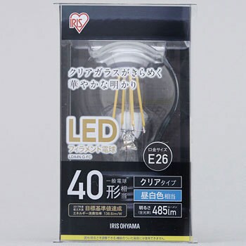 Lda4n G Fc Ledフィラメント電球 クリアタイプ アイリスオーヤマ 口金 E26 一般電球型 昼白色 定格消費電力 約3 5 W 485lm Lda4n G Fc 通販モノタロウ 52226938