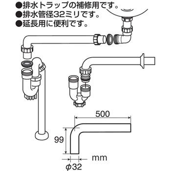 PH771-66-32X500 Pパイプ SANEI 樹脂製トラップ用 - 【通販モノタロウ】