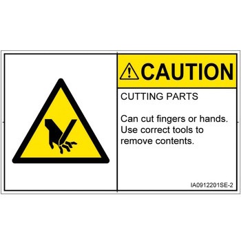 PL警告表示ラベル(ISO/SEMI準拠)│機械的な危険：切る/切断│英語(ヨコ) SCREENクリエイティブコミュニケーションズ