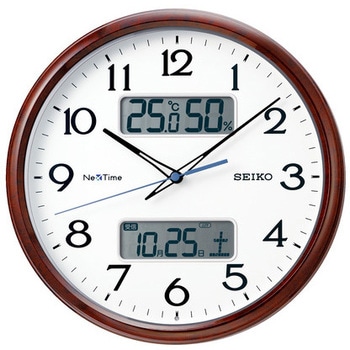 ZS252B 丸形ハイブリッド電波掛時計(温度・湿度表示付き) 1台 セイコー
