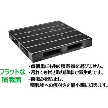 ZFD-1212E-RR-BK プラスチックパレットZFD-1212E-RR 片面四方差し 黒