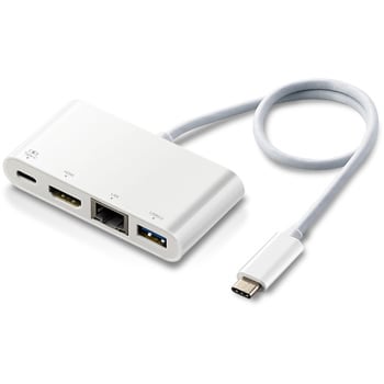 DST-C09WH USBハブ ドッキングステーション PD対応 Type-C接続 USB3.0 HDMI LAN コンパクト 軽量 ケーブル直付け  マルチハブ 1個 エレコム 【通販モノタロウ】