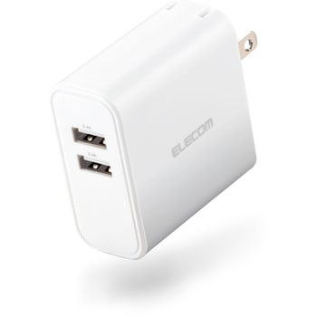 スマホ充電器 AC充電器 USB×2ポート 急速 2台同時 おまかせ充電 4.8A 1年保証 USBコンセント iPhone エレコム