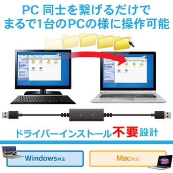 USBケーブル データ転送ケーブル リンクケーブル タイプCアダプタ付 1.5m ブラック エレコム