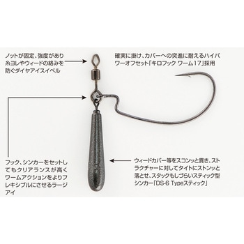 DECOY WORM HOOK ZERO-DAN(ゼロダン) ワーム217 - カツイチ