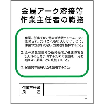 P板41 金属アーク溶接等作業主任者の職務 グリーンクロス