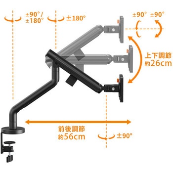 AS-MABM02-BK メカニカルスプリング式 液晶モニターアーム シングル 1