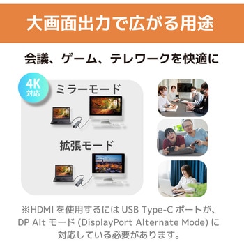 USB Type-C マルチアダプター(4K60Hz・PD対応・30cmケーブル) ラトックシステム
