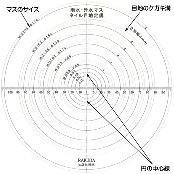 雨水マス・汚水マス用 タイル目地定規 Rakuda
