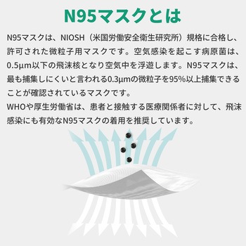 米国NIOSH認証 N95マスク 個別包装 RABLISS