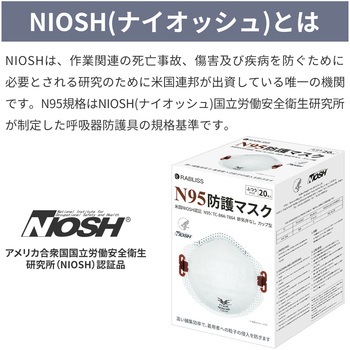 N95 マスク カップ型 米国NIOSH 認証 RABLISS