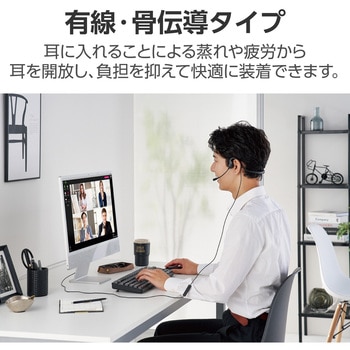 ヘッドホン ヘッドセット マイク付き 有線 USB接続 ネックバンドタイプ 耳を塞がない ミュートスイッチ付き 単一指向性 テレワーク WEB会議 オンライン授業 ブラック エレコム