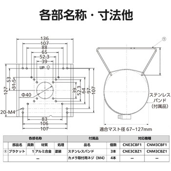 ネットワークカメラ ポール取付金具 DXアンテナ