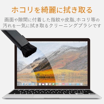 クリーニングブラシ コンパクト収納タイプ 2種類ノ毛 除電 ブラック エレコム