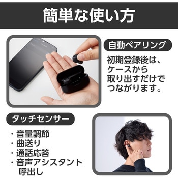 ワイヤレスイヤホン Bluetooth 5.3 低遅延 タッチセンサー 超小型 AAC対応 密閉型 Type‐C充電 エレコム