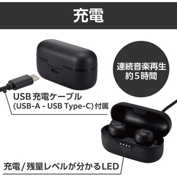 ワイヤレスイヤホン Bluetooth 5.3 低遅延 タッチセンサー 超小型 AAC対応 密閉型 Type‐C充電 エレコム