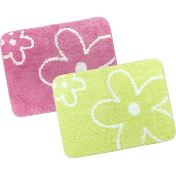 ふわっふわ!マイクロファイバーバスマット カトリーヌ 45×60cm ピンク&グリーン 2枚入 マルナカ