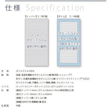 ポケットコイルマットレス 圧縮梱包 2層 厚み23cm コイズミファニテック