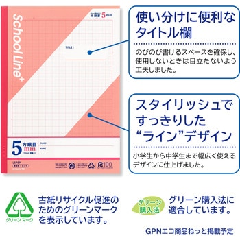 スクールラインプラス 5mm方眼罫 日本ノート