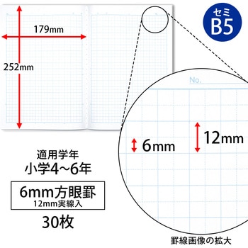 スクールラインプラス 6mm方眼罫(ブルー) 日本ノート