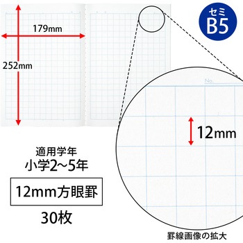 スクールラインプラス 12mm方眼罫(ブルー) 日本ノート