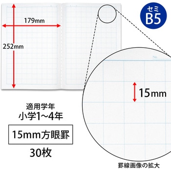 スクールラインプラス 15mm方眼罫(ブルー) 日本ノート