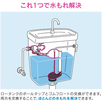 ガオナ トイレ水もれ修理セット ロータンク用 (マルチボールタップ ゴムフロート まとめて交換 安心) GAONA(ガオナ)