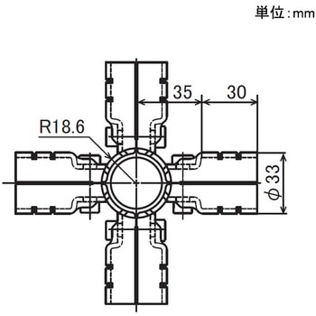 Φ28イレクターパイプ用 メタルジョイントニッケル 矢崎化工