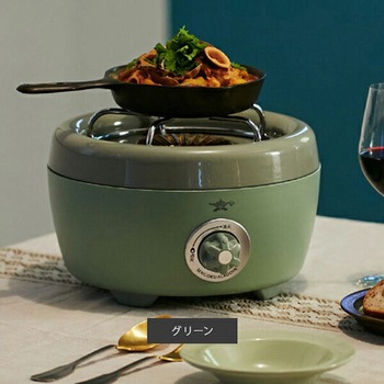 カセットコンロ SAG-HB01(G) グリーン SAG-HB01(G) ポータブルガスカセットコンロ ヒバリン Aladdin グリーン